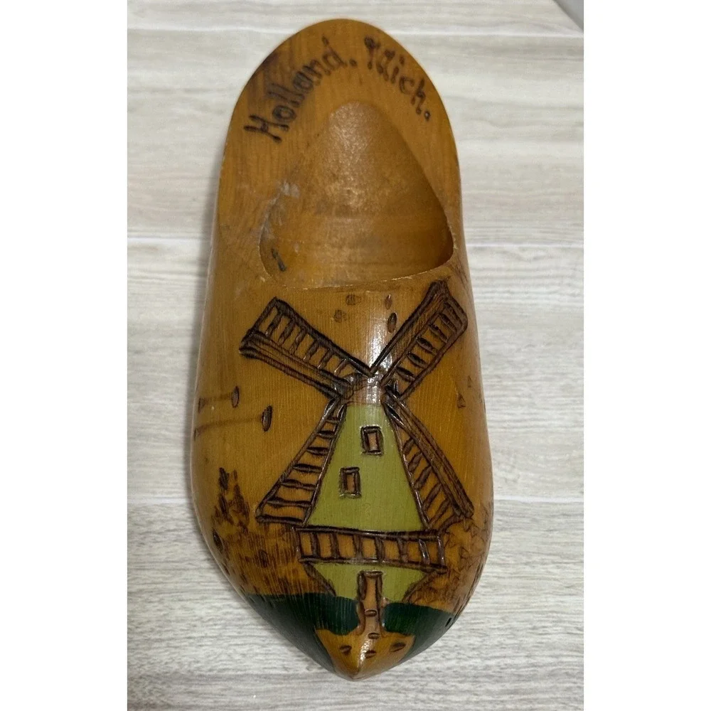 Wooden Clog Decorative Holland Michigan Wall Hanging Plant Holder